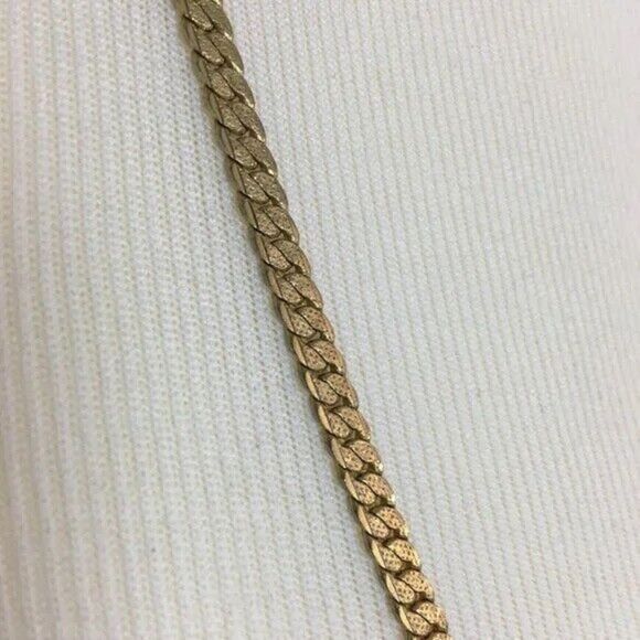 Gold Tone Flat Curb Chain 28 Inch Necklace - Picture 5 of 6